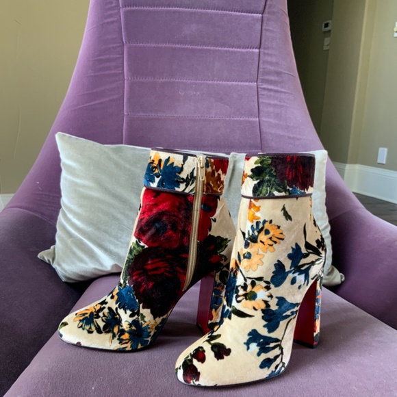 Christian Louboutin Moulamax 100 Velours Bouquet Boot 38.5 - Picture 3 of 7